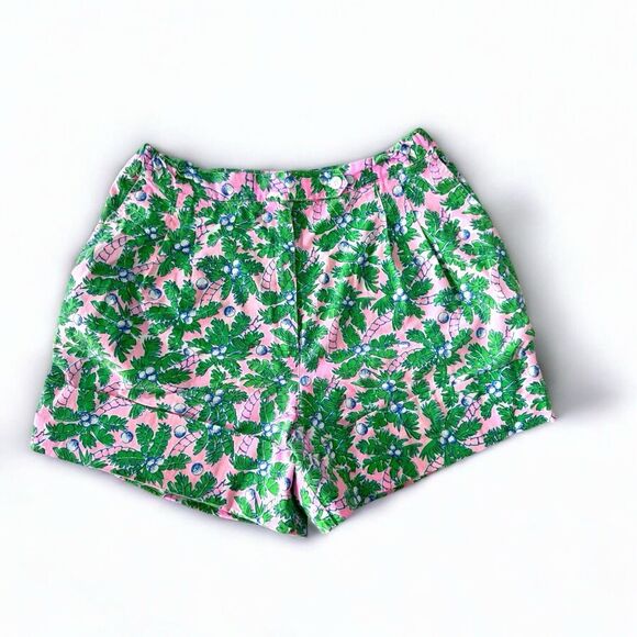 Vtg Lilly Pulitzer Enterprises 80’s Pink Coconut Palm High Waisted Shorts Sz‎ 12 - Picture 1 of 7